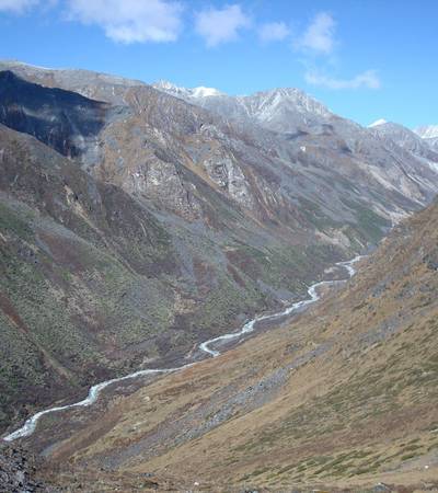Looking down at Mischugang (4,200m)