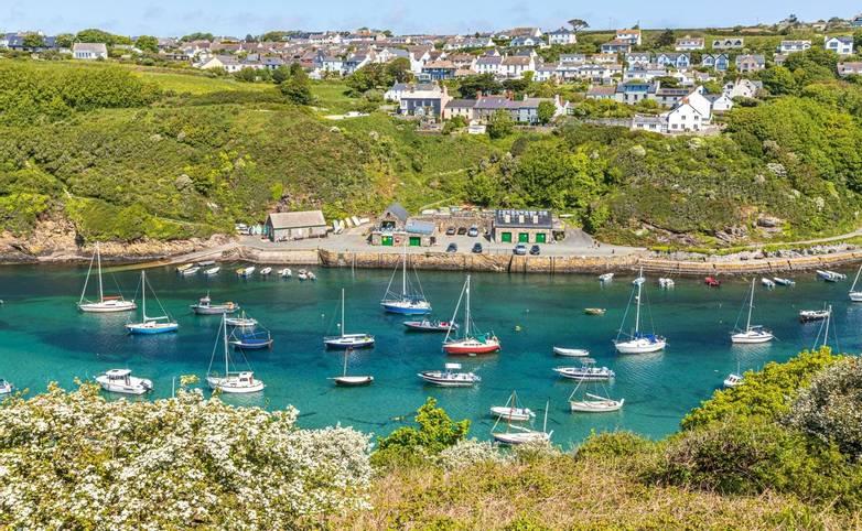 Solva Harbour in the estuary of the River Solva viewed from The Gribin at Solva in the Pembrokeshire Coast National Park, We…