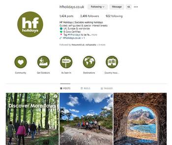 HF Holidays Instagram