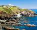 View towards Lizard Point with Polpeor Cove below. Cornwall England UK Europe