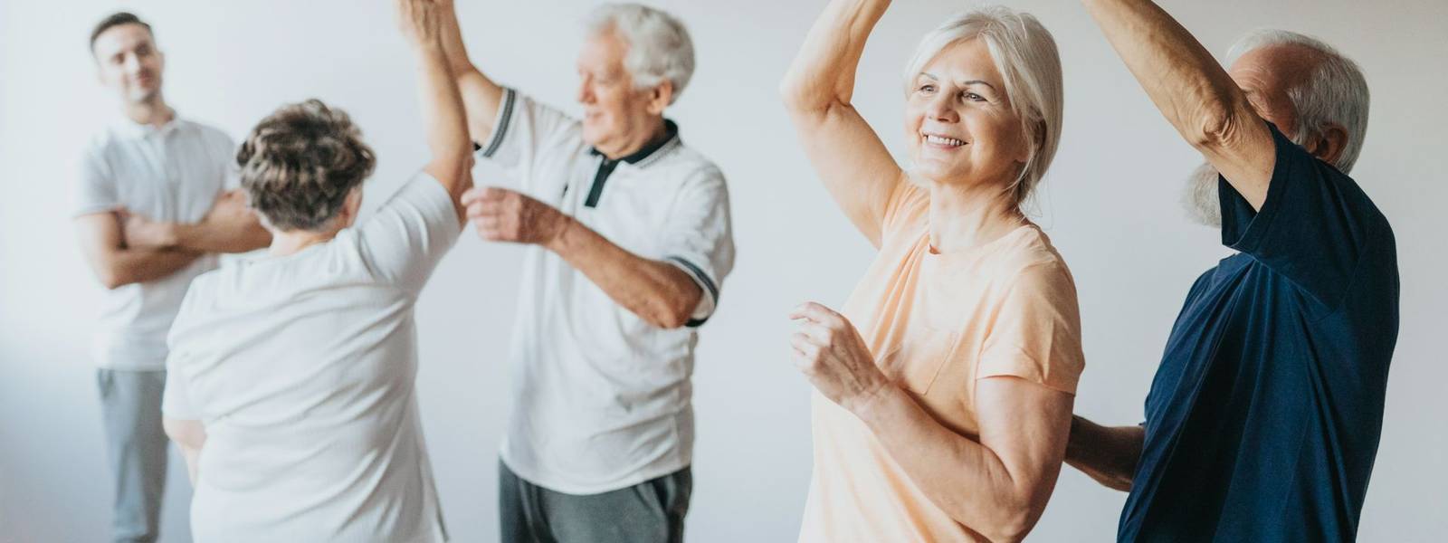Group of senior people having fun on a dancing course