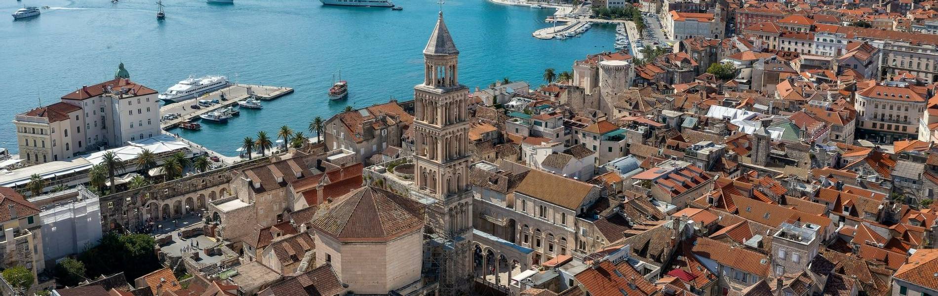 Aerial Drone View of Split Old Town, Croatia