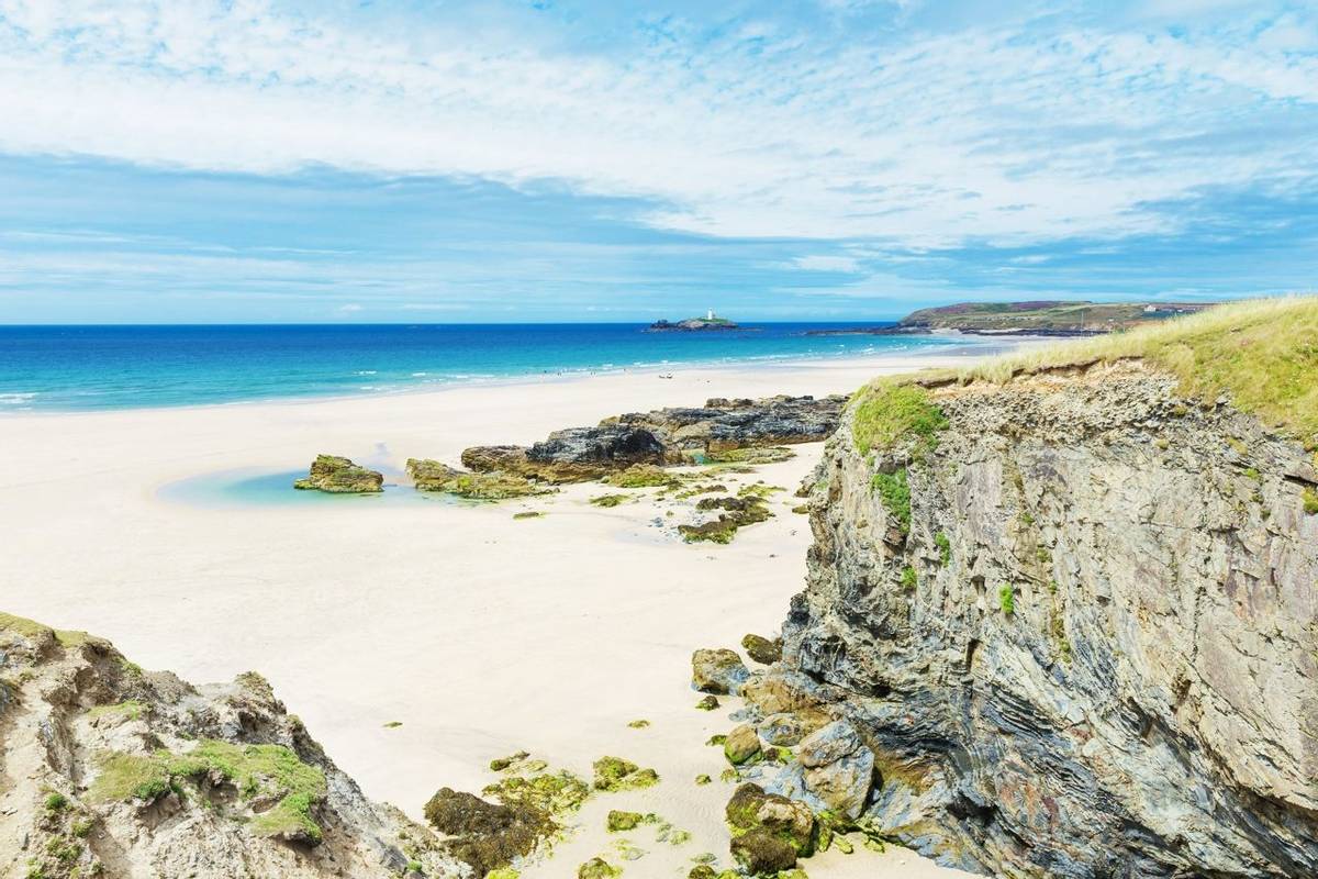 Popular St Ives Atlantic ocean coast, Cornwall, England, United Kingdom