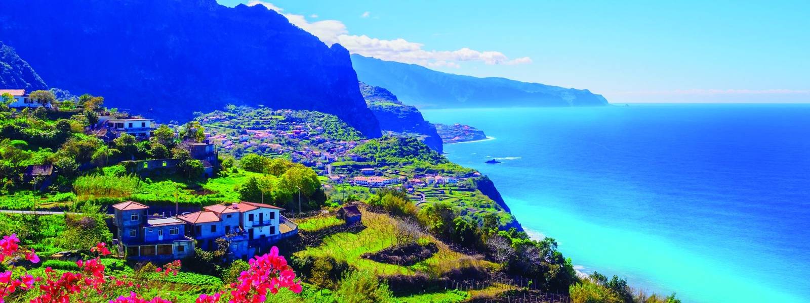 Panorama of Madeira island, Portuguese archipelag. Ponta de Sao Jorge on the ocean coast