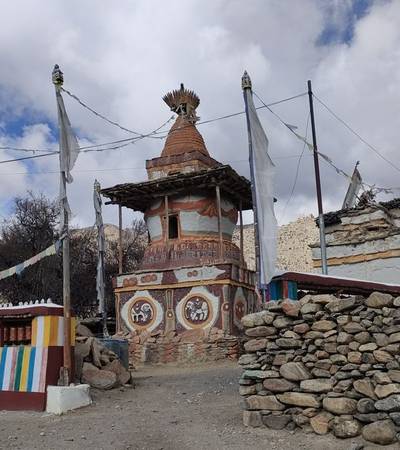 Painted chorten in Ghiling village in Upper Mustang