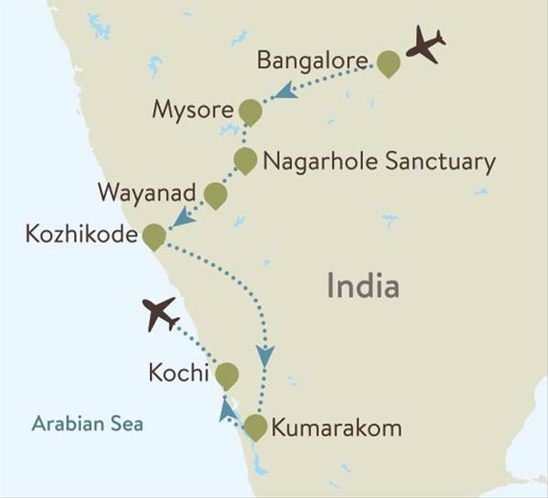 Kerala Itinerary Map