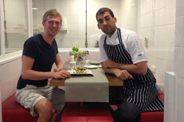 Adam with the chef at Reads Hotel in Mallorca