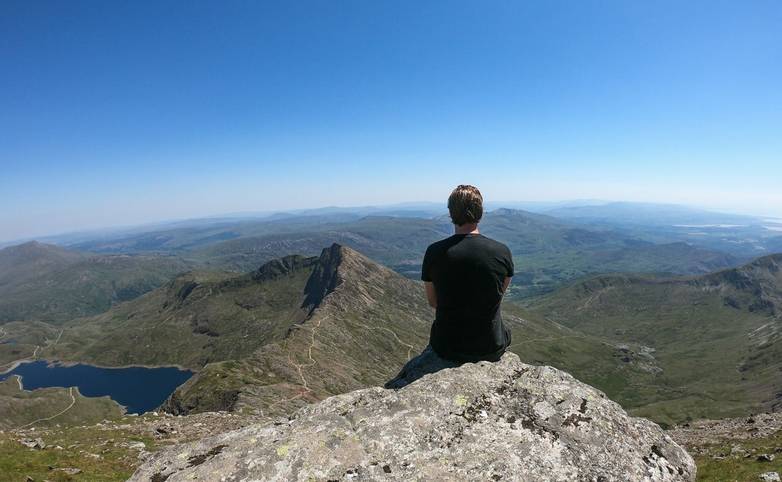 Views from the peak of Mount Snowdon, Wales, UK