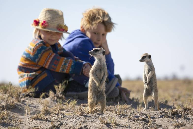 African Travel Inc - Platinum Botswana - Jack's Camp_Meerkat experience family - Meeting the meerkats.jpg