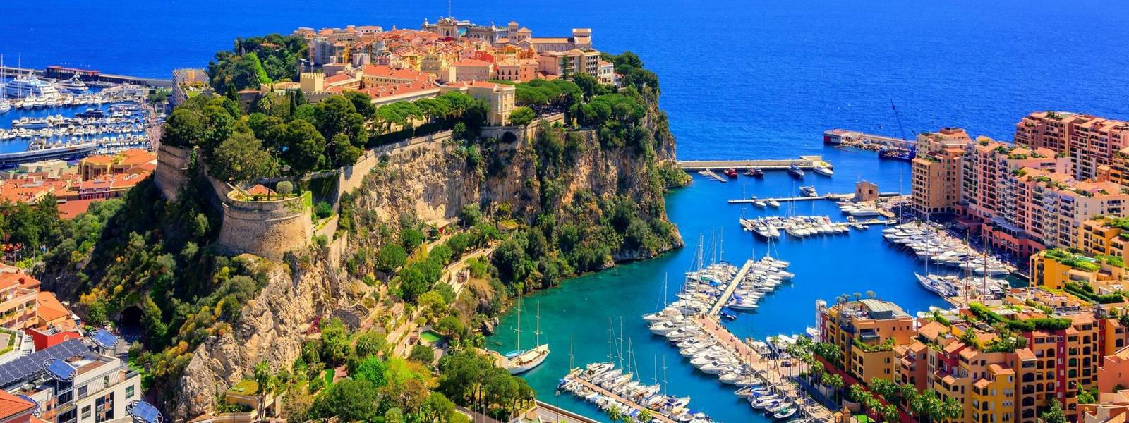 Old town and Prince Palace on the rock in Mediterranean Sea, Monaco, southern France