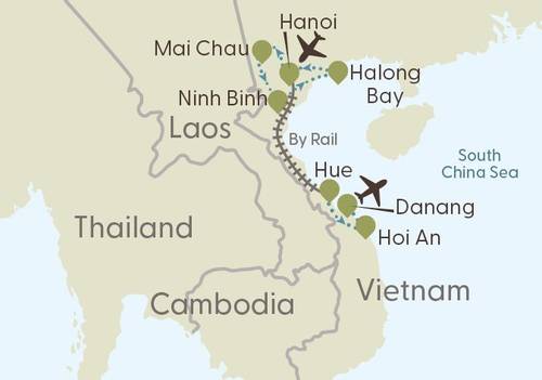 Walking & Sightseeing in Vietnam Itinerary Map