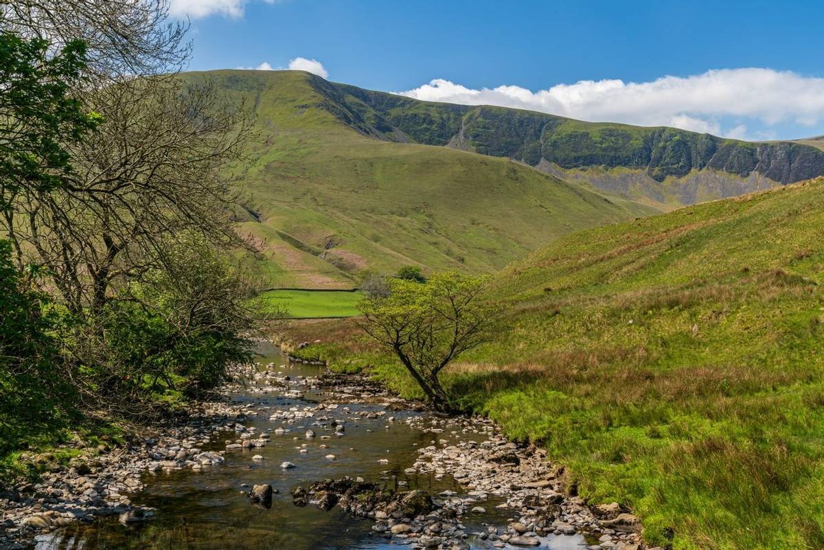 Yorkshire Dales Landscape with the River Rawthey near Low Haygarth, Cumbria, England, UK