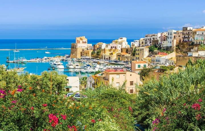 Sicilian port of Castellammare del Golfo, amazing coastal village of Sicily island, province of Trapani, Italy Sicilian port of Castellammare del Golfo, amazing coastal village of Sicily island, province of Trapani, Italy