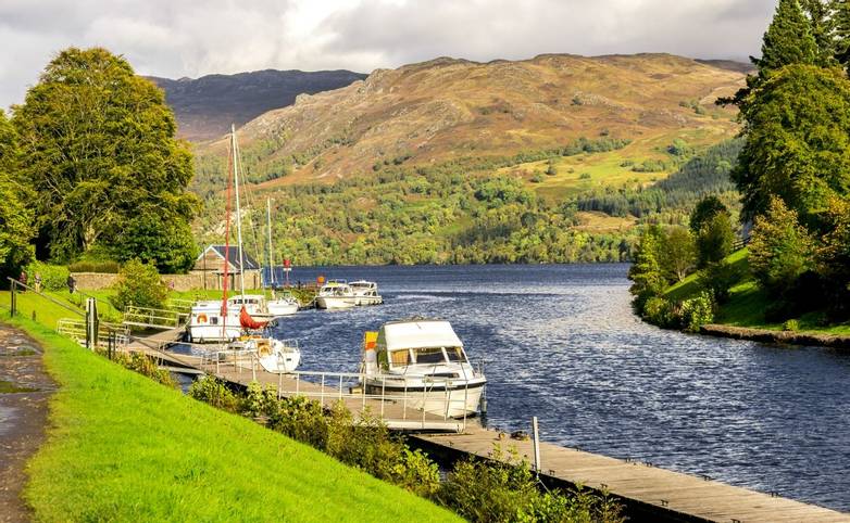 Caledonian Canal entry to Loch Ness at Fort Augustus, Scotland