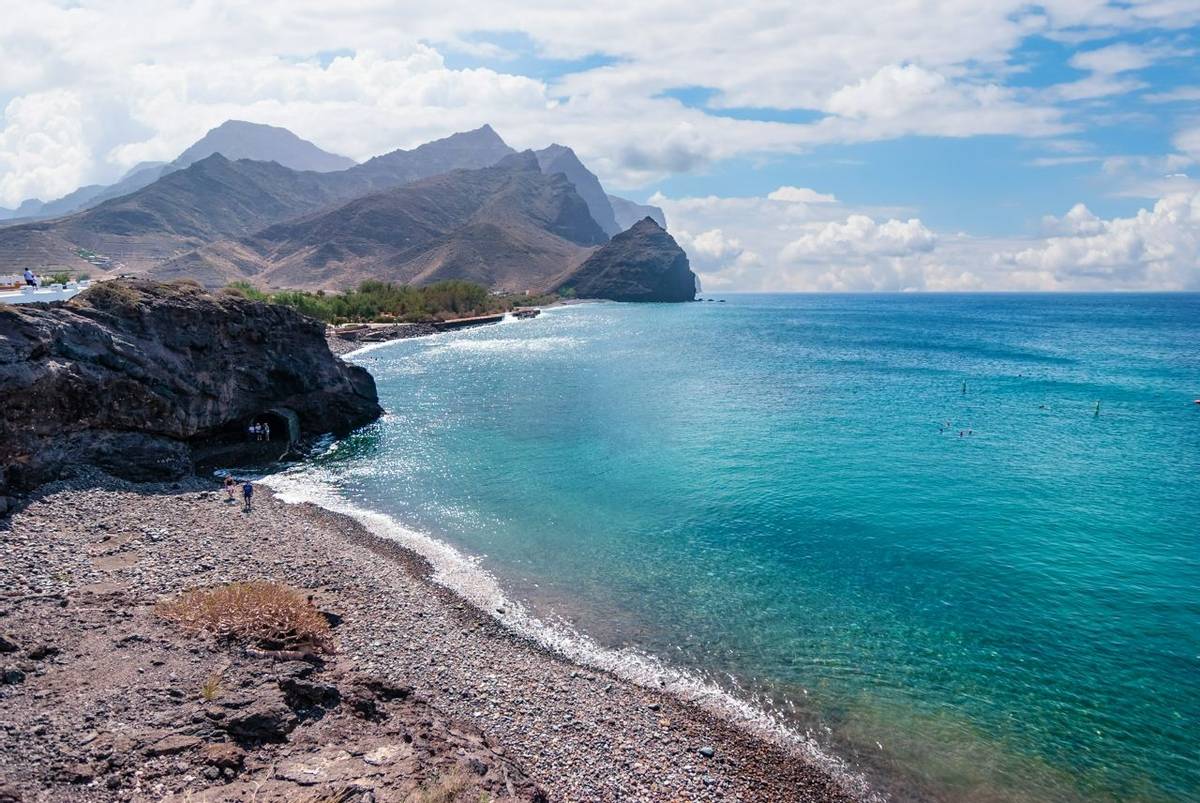 View of the beach of the municipality of La Aldea in Gran Canaria, Canary Islands, Spain.