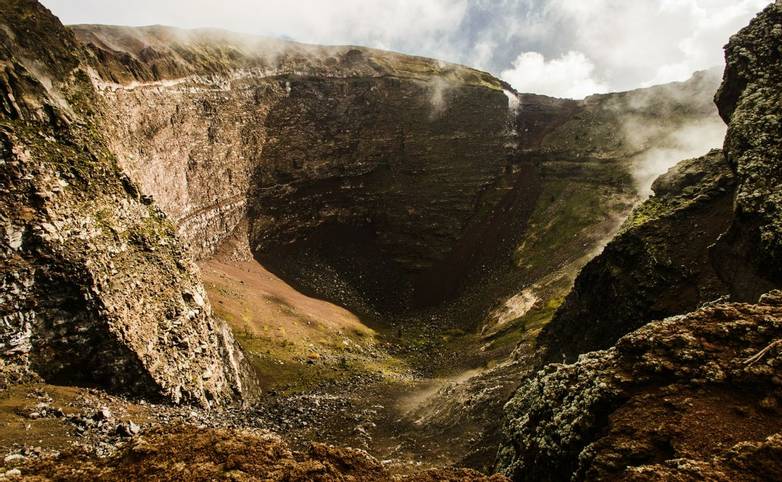 Crater of dormant Vesuvius - one of the most dangerous volcanoes in the world, Naples, Italy
