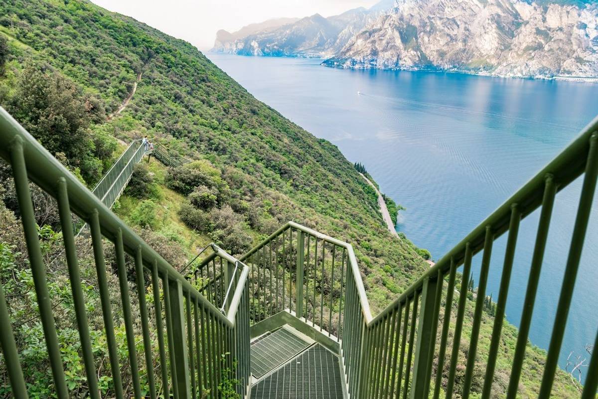 Panoramic iron staircase on Lake Garda