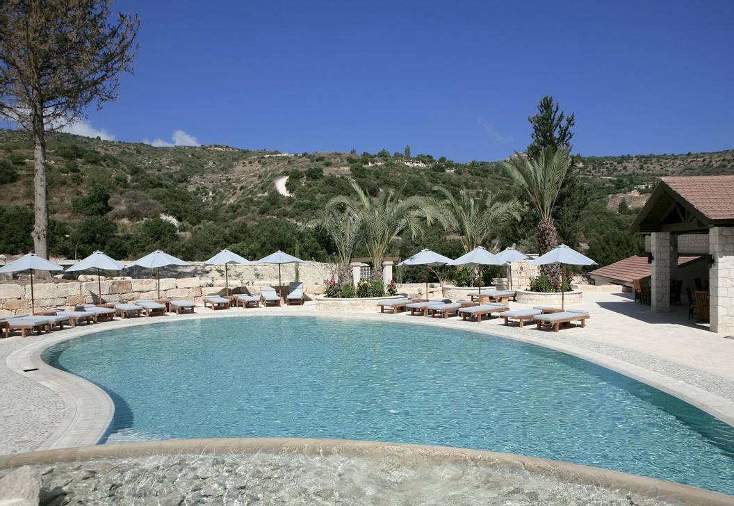 The pool area at Ayii Anargyi in Cyprus 