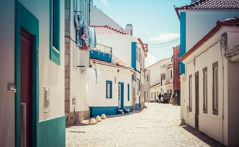 empty street in Ericeira Portugal