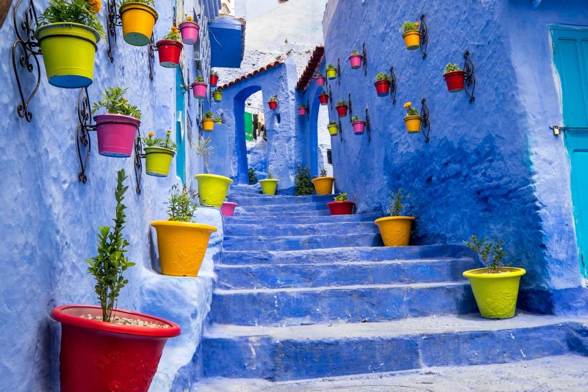 Africa,North Africa,Morocco, Chefchaouen or Chaouen  is most  noted for its small narrow streets and neighborhoods painted i…