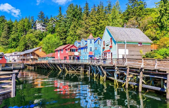 Ketchikan, Alaska. Creek Street, the historic broadwalk. Ketchikan, Alaska. Creek Street, the historic broadwalk.