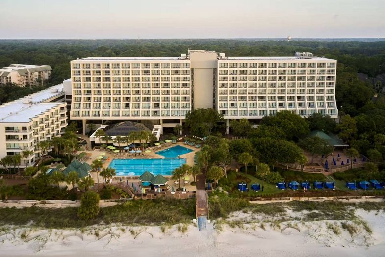 Hilton Beachfront Resort & Spa Hilton Head Island aerial pool.jpg