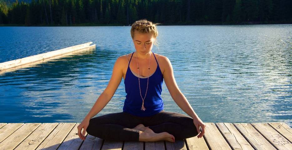 Jessica Lambert practising yoga