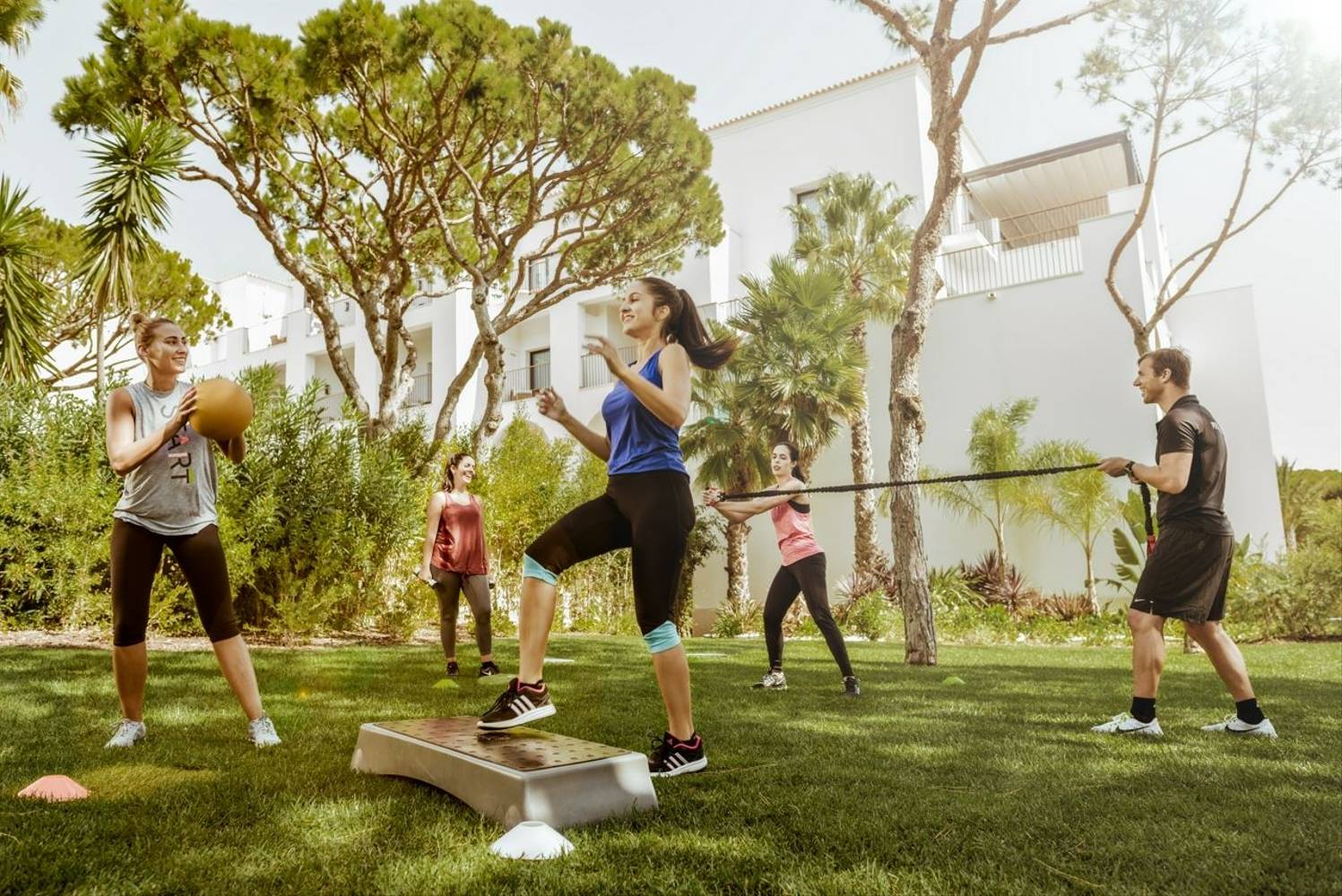 Fitness class at Pine Cliffs Resort in Portugal