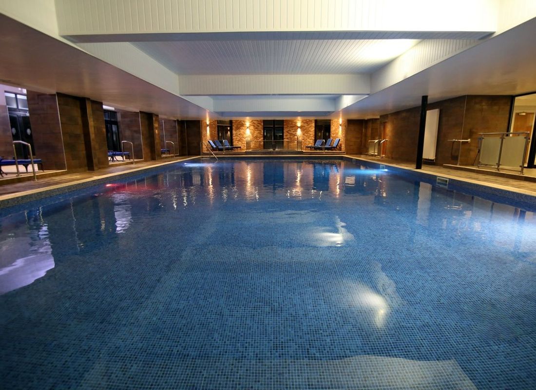 20 metre indoor swimming pool at night