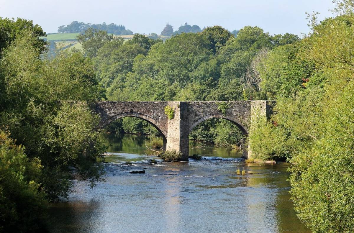 Stone road Bridge over the river Usk near Brecon, Wales