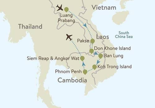 Laos and Cambodia Itinerary Map