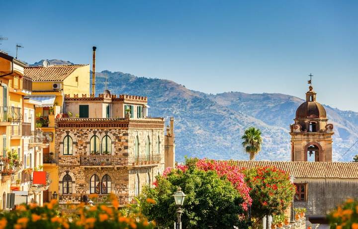 Beatuful details of architecture in siciliat town Taormina