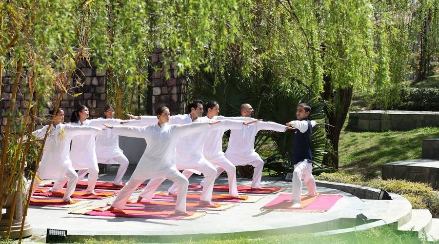 A yoga retreat in the mountains at Ananda in the Himalayas in India