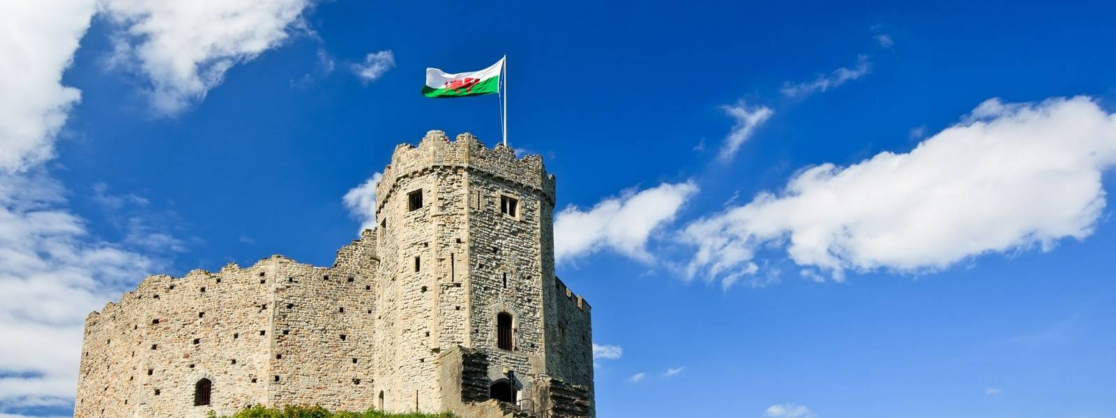 View of Cardiff Castle in Cardiff, Wales.