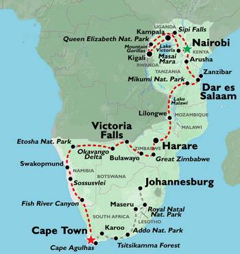 NAIROBI to CAPE TOWN (75 days) Grand Adventurer