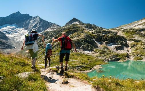 Family Walking in the Zillertal Alps