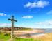 Alnmouth beach with wooden cross