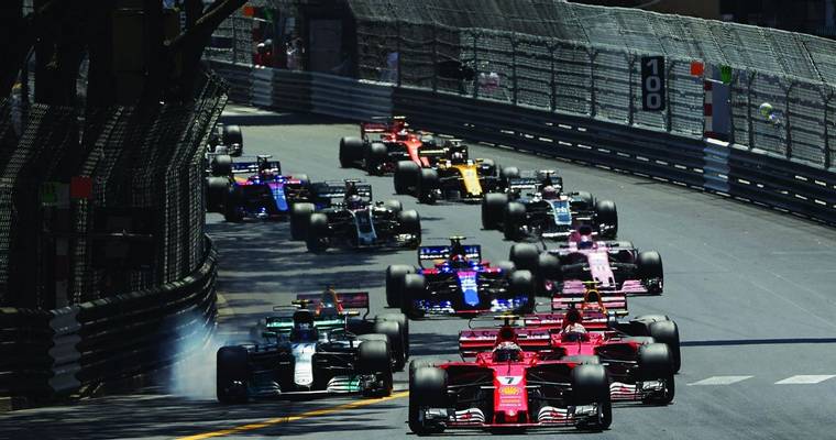 Monte Carlo, Monaco.Sunday 28 May 2017.Kimi Raikkonen, Ferrari SF70H, leads Sebastian Vettel, Ferrari SF70H, Valtteri Bott…