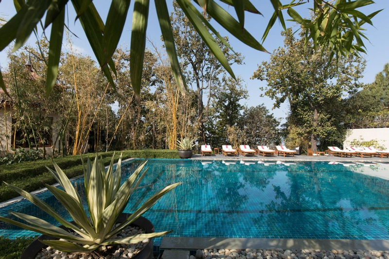 Pool area at Ananda in the Himalayas