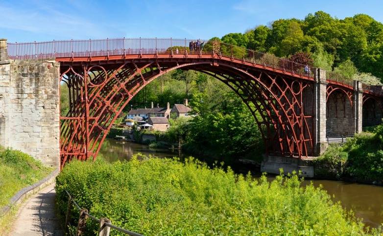 IronbridgeShropshireEnglandMay 14, 2019The famous iron bridge, built across the river Severn and opened in 1781