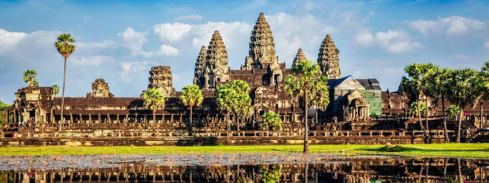Angkor Wat temple - Cambodia iconic landmark with reflection in water