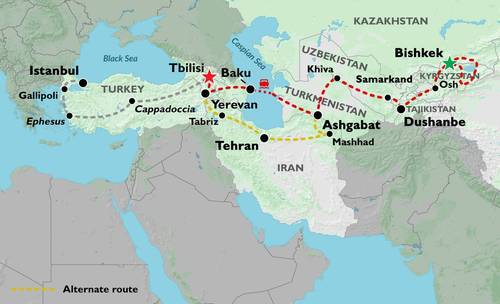 BISHKEK to TBILISI (59 days) Kyrgyzstan to Caucasus