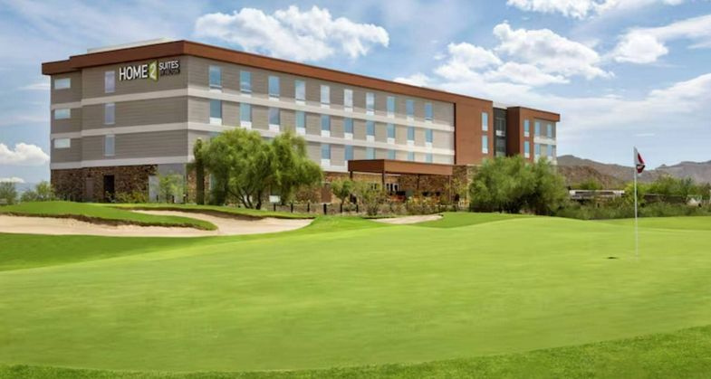 Home2 Suites by Hilton Mesa Longbow facade with golf course.jpg