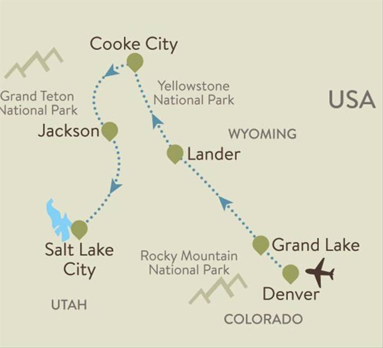 American Rockies Itinerary Map