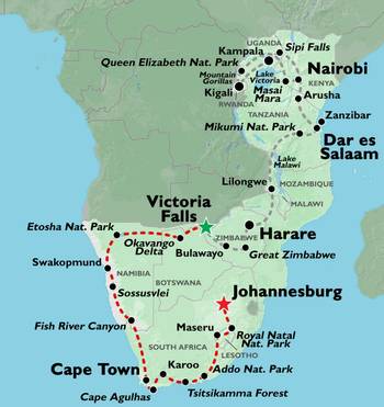 VICTORIA FALLS to JOHANNESBURG (40 days) Deserts & Gameparks SS