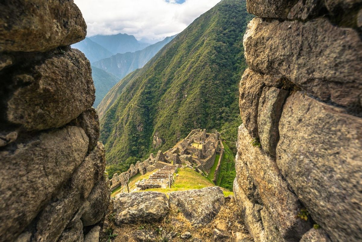 Inca Trail, Peru - August 03, 2017: Ancient ruins of Winay Wayna on the Inca Trail, Peru