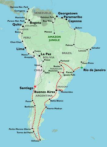 SANTIAGO to RIO (51 days) Coast to Coast via Patagonia 