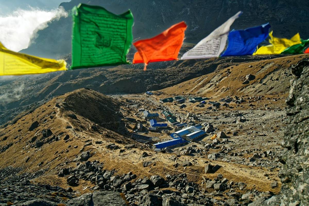 Landscape while climbing at the Mera peak in the area Khare
