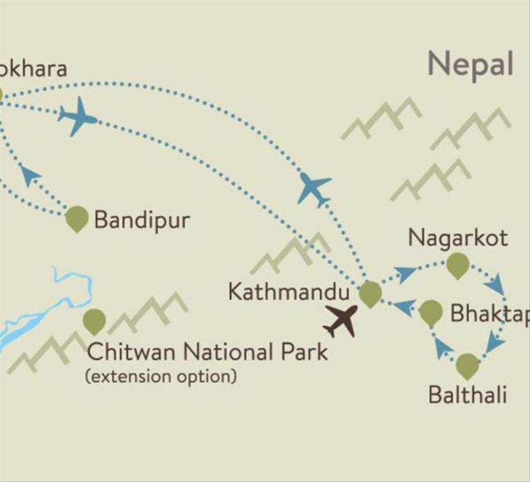 Nepal itinerary map