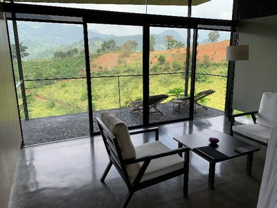 View from inside a chalet at Santani Wellness Resort and Spa in Sri Lanka